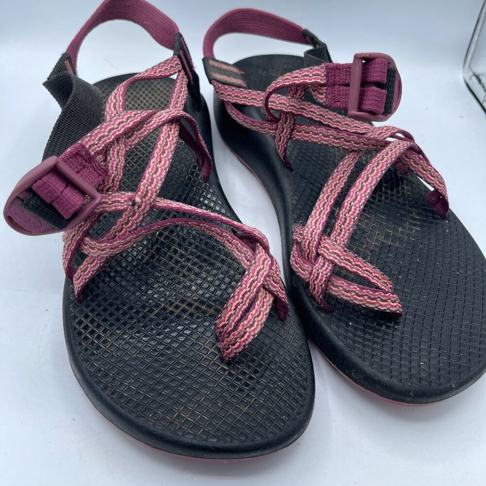 Chaco Women's Z/Cloud Sandals - Burgundy & Black Webbing, Size 9, Adjustable Str